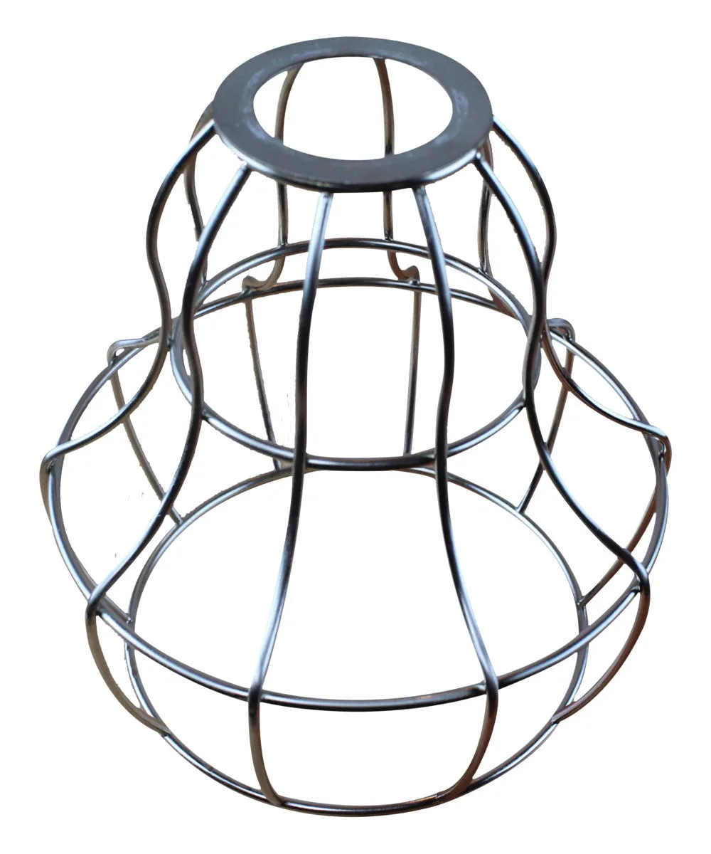 1 Light Brushed Nickel 17' White/Grey Plug In Swag  Light with Polished Nickel Cage Pendant by Home Concept