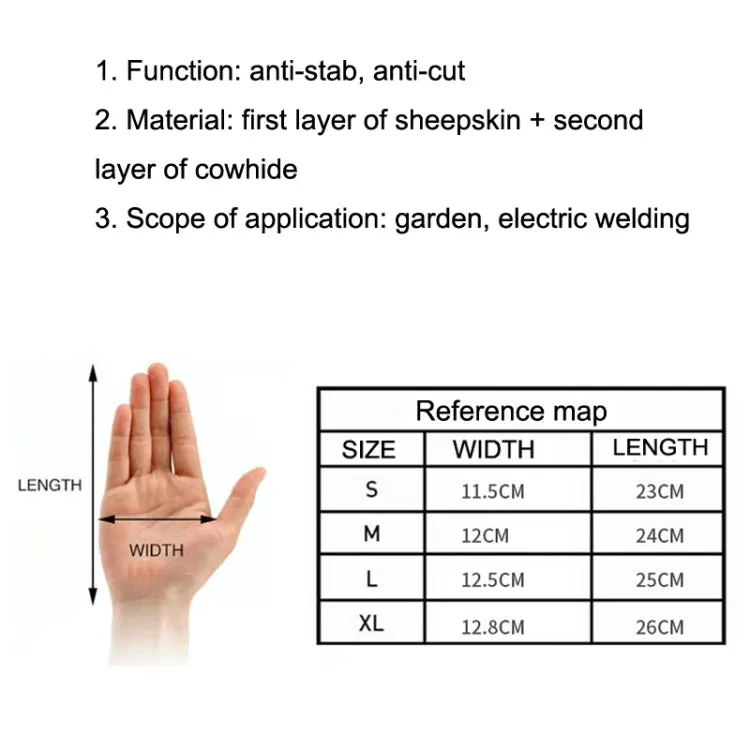 1 Pair JJ-5002 Outdoor Riding Gardening Genuine Leather Safety Gloves, Size: M