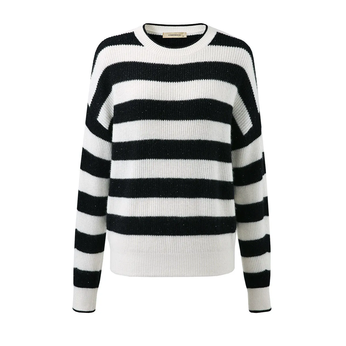 100% Cashmere Classic Womens Striped Sweater