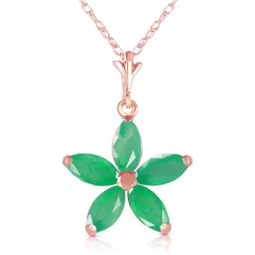 14K Solid Rose Gold Natural Emerald Necklace Certified Series