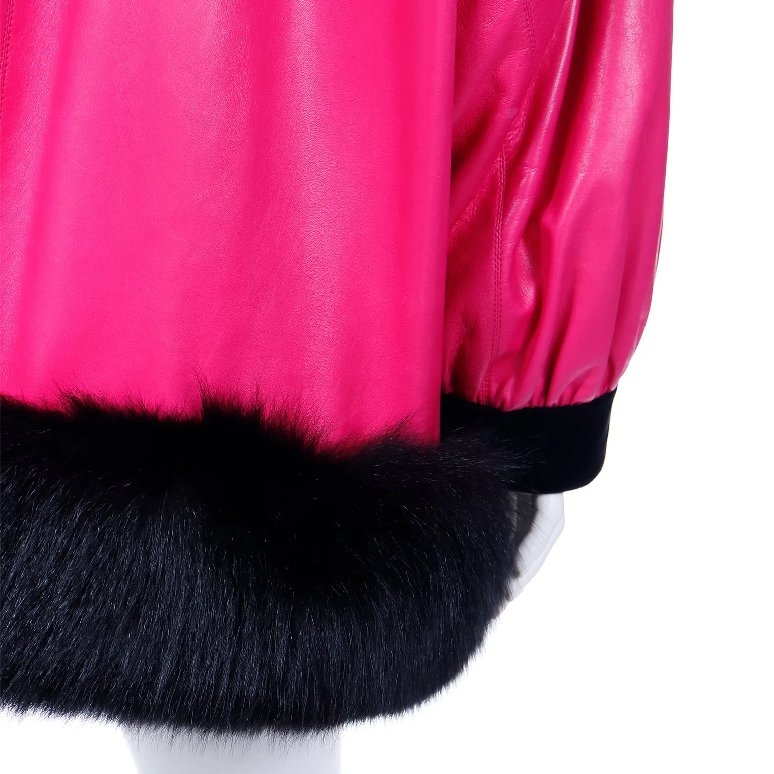 1987 Yves Saint Laurent Haute Couture Runway Pink Leather Jacket W Fur