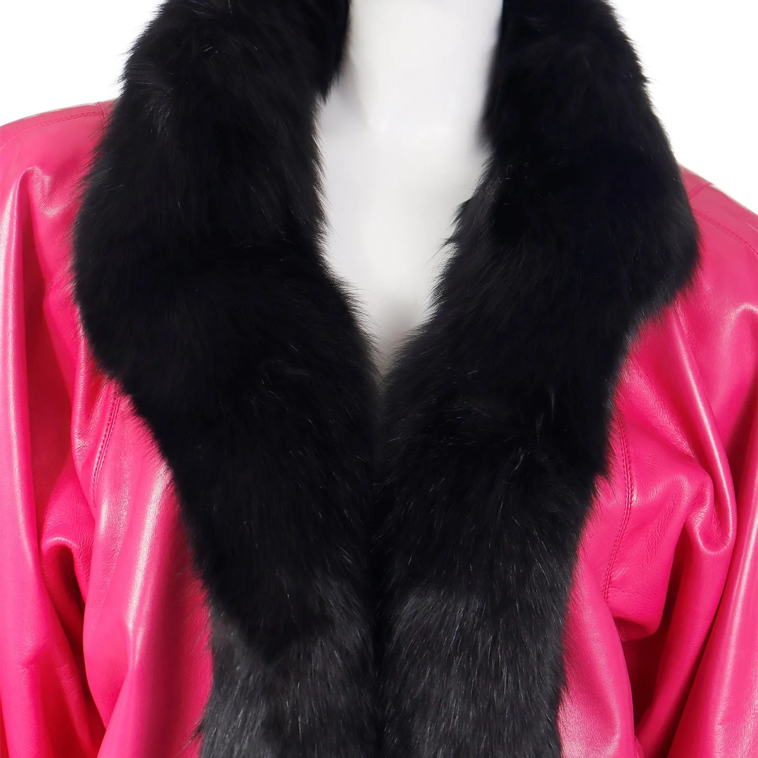 1987 Yves Saint Laurent Haute Couture Runway Pink Leather Jacket W Fur