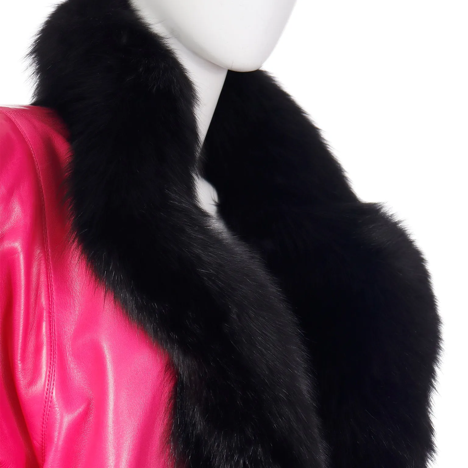 1987 Yves Saint Laurent Haute Couture Runway Pink Leather Jacket W Fur