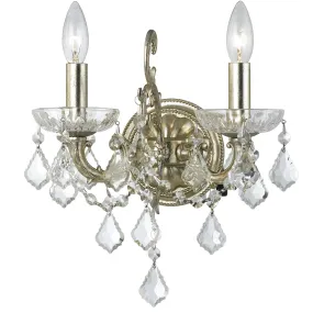 2 Light Olde Silver Traditional Sconce Draped In Clear Hand Cut Crystal - C193-5282-OS-CL-MWP