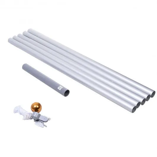 20 ft Aluminum Sectional Flagpole Kit w/ Halyard Pole and American Flag