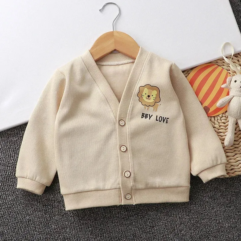 2024 Fashion Baby V-neck Cardigan Sweater Boys Girls Outwear Coats Spring Autumn Kids Cotton Knitted Jackets Coat