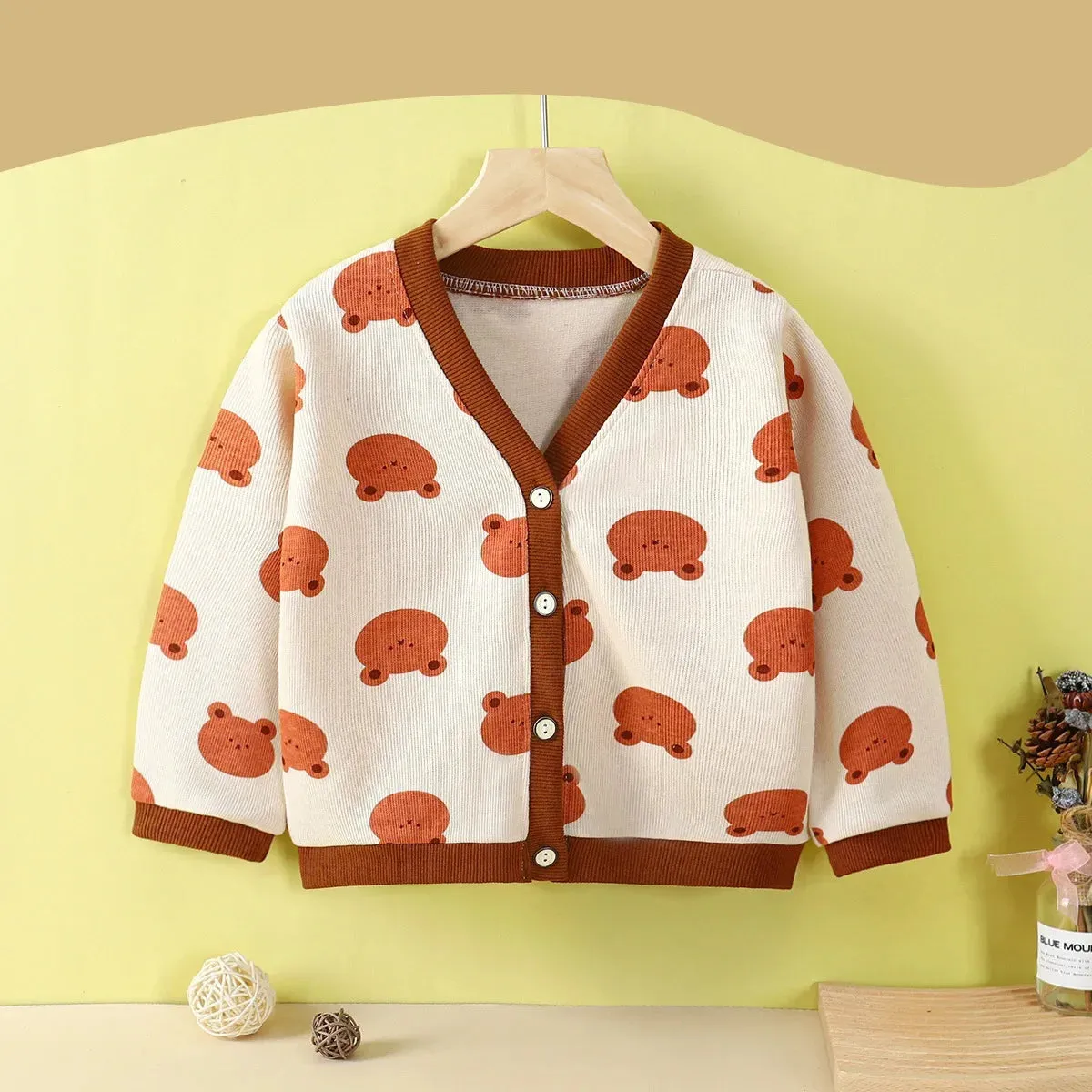 2024 Fashion Baby V-neck Cardigan Sweater Boys Girls Outwear Coats Spring Autumn Kids Cotton Knitted Jackets Coat