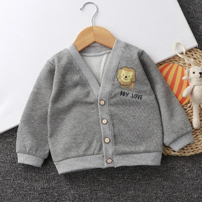 2024 Fashion Baby V-neck Cardigan Sweater Boys Girls Outwear Coats Spring Autumn Kids Cotton Knitted Jackets Coat