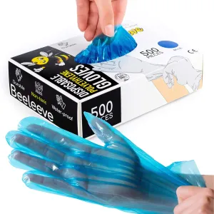 2x500-Box Disposable Plastic Poly Gloves - Color Variants - Single-Use Hand