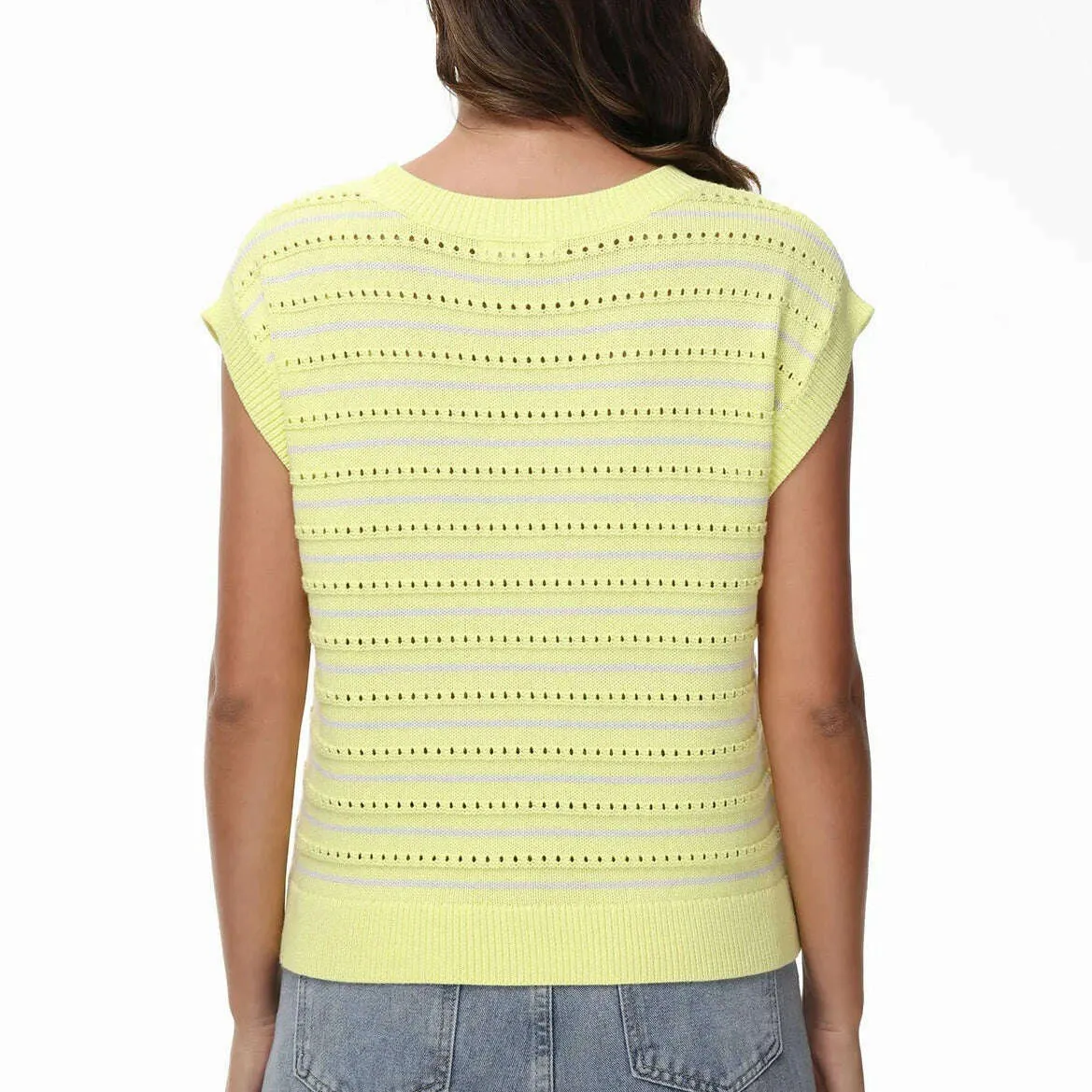 525 - Bianca Crew Neck Stripe Vest - Margarita