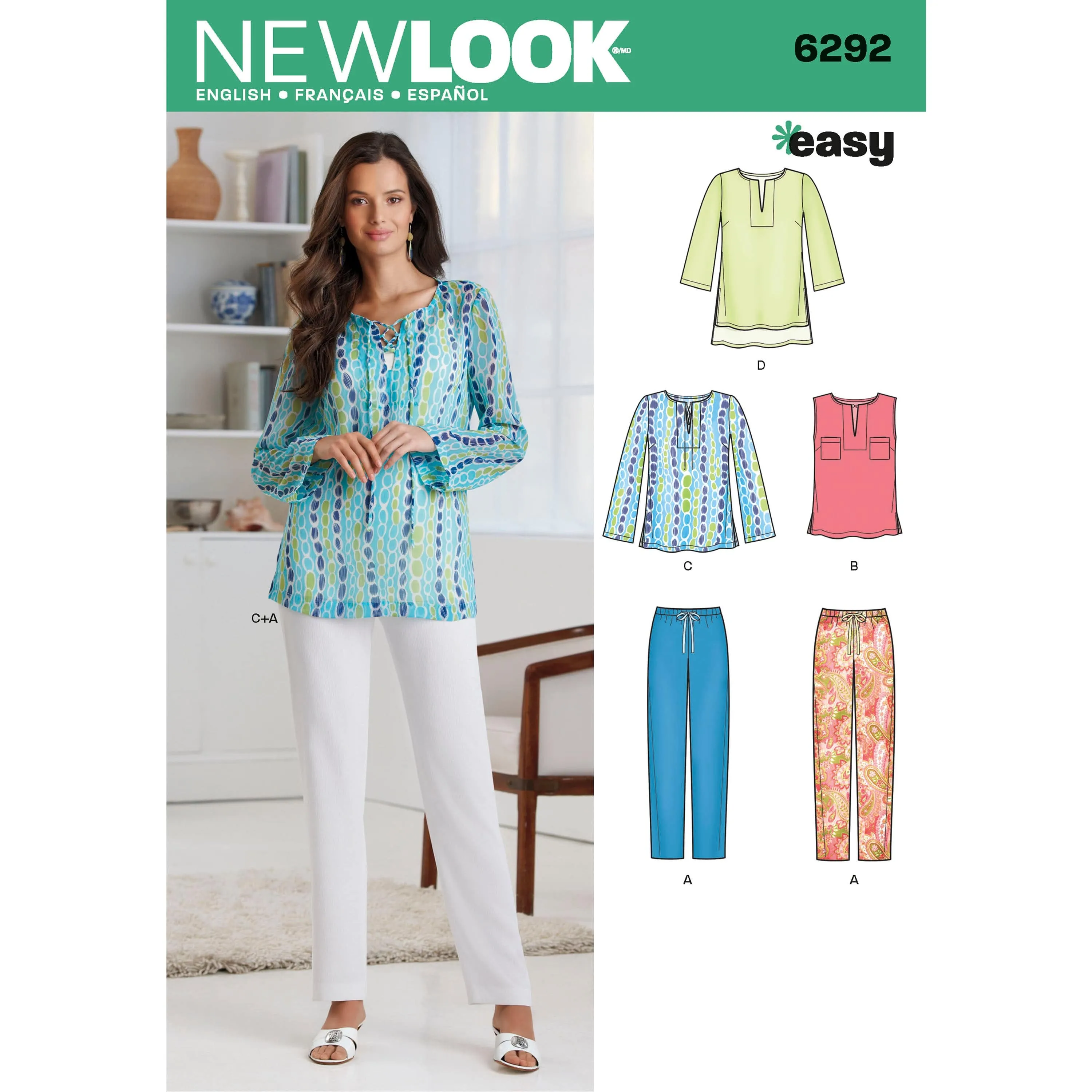 6292 Misses' Tunic or Top and Pull-on Pants