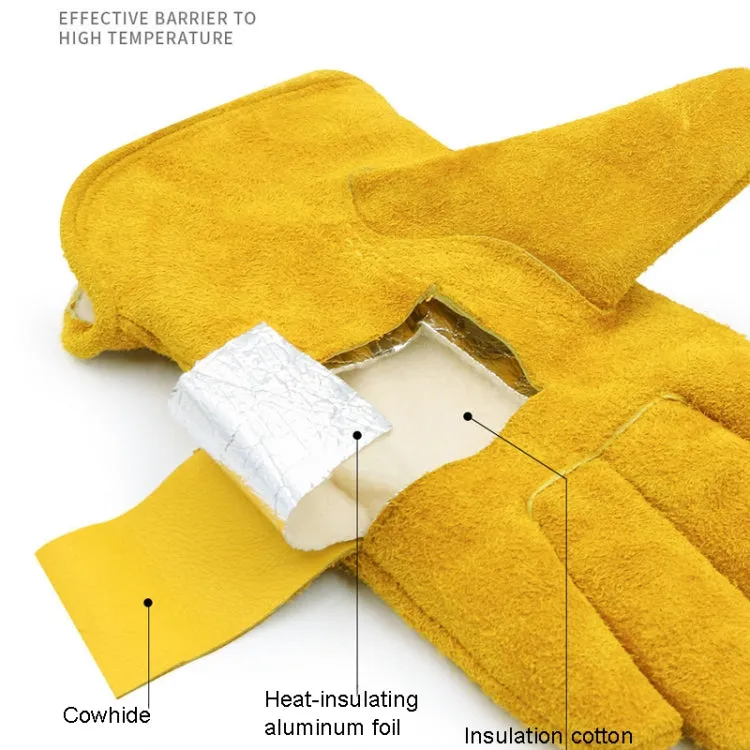 A2421 Cowhide High Temperature Welding Gloves Insulated Aluminum Foil Anti-Heat Gloves(XL Yellow)