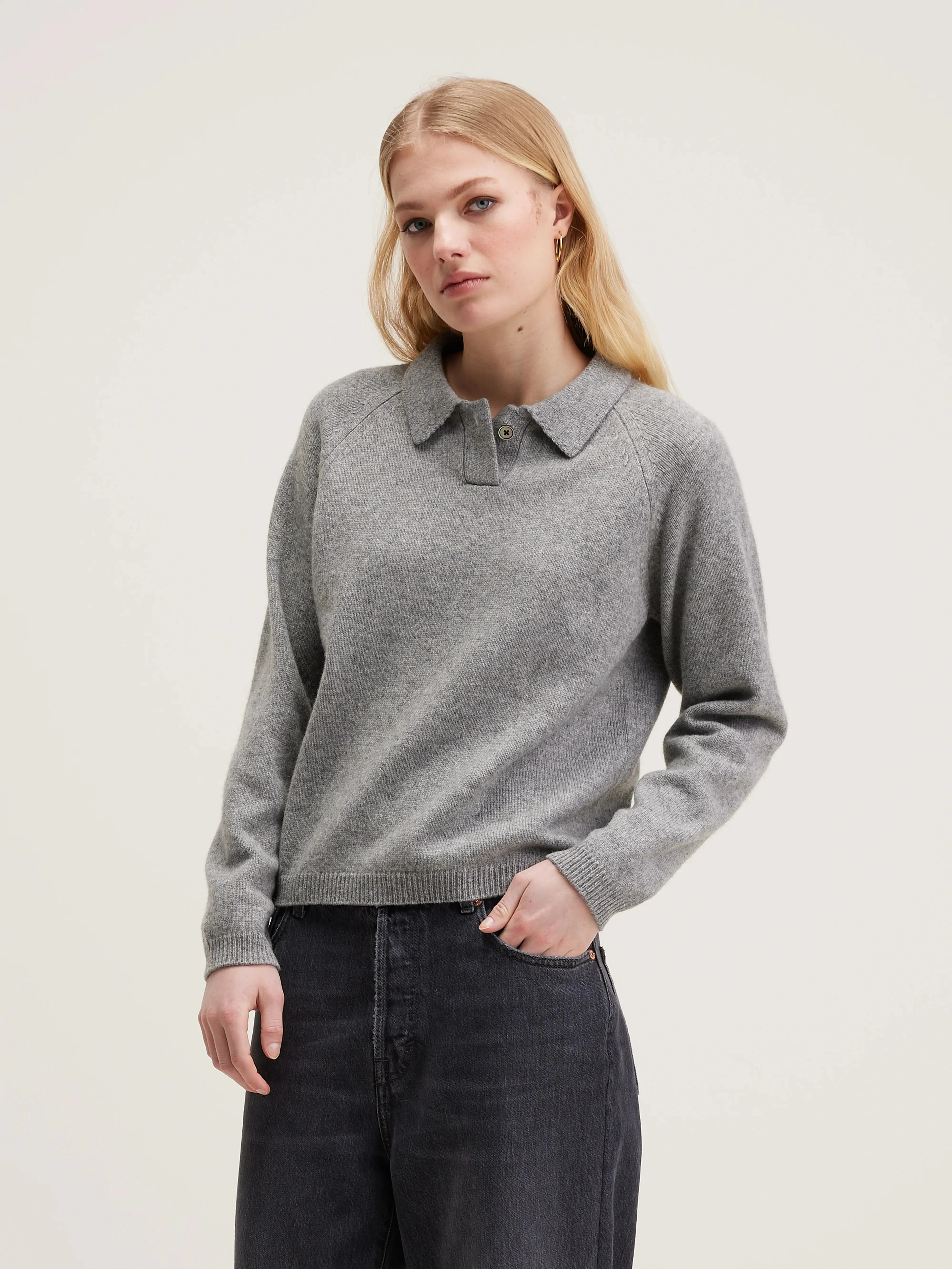 Amerty polo-collar sweater (242 / W / H. GREY)