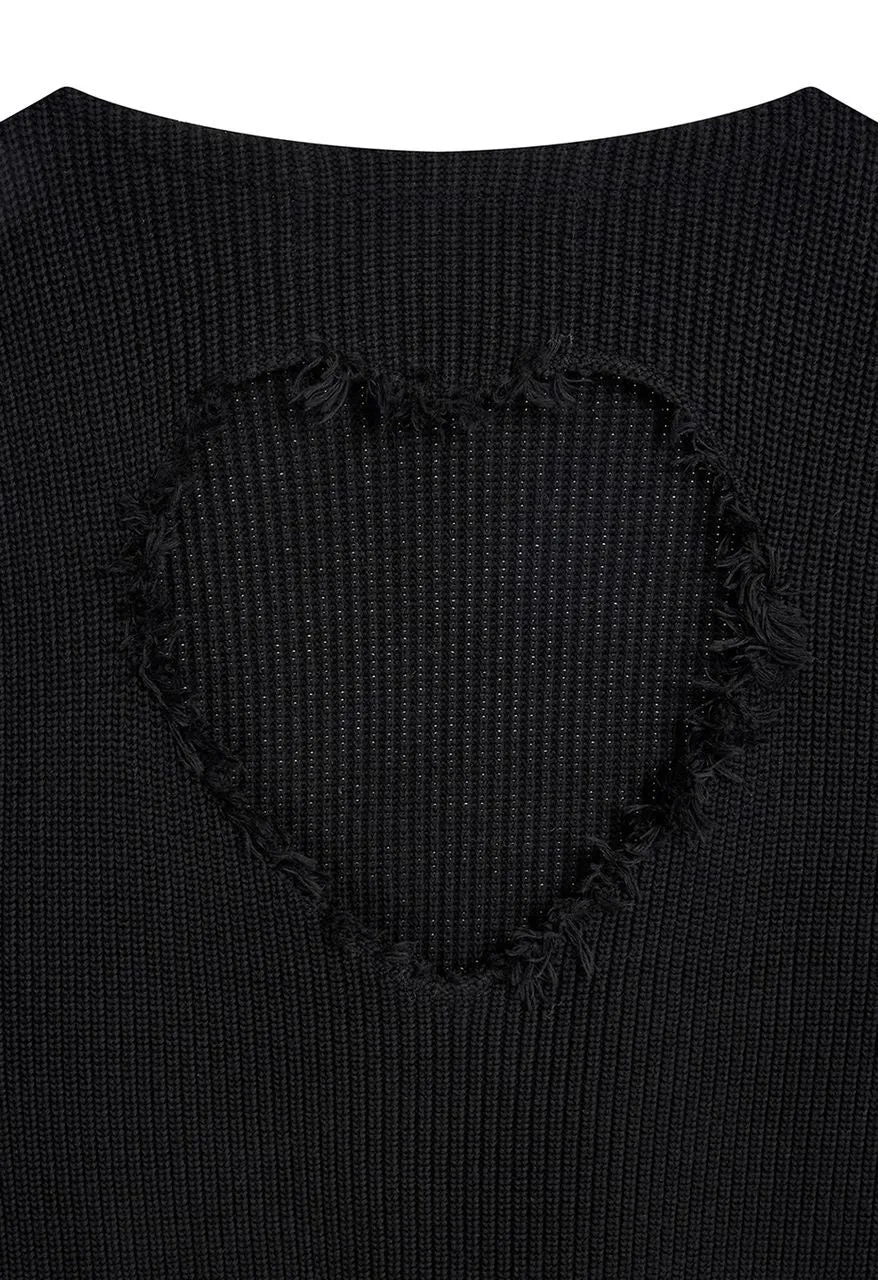 Back Damaged Heart Pullover