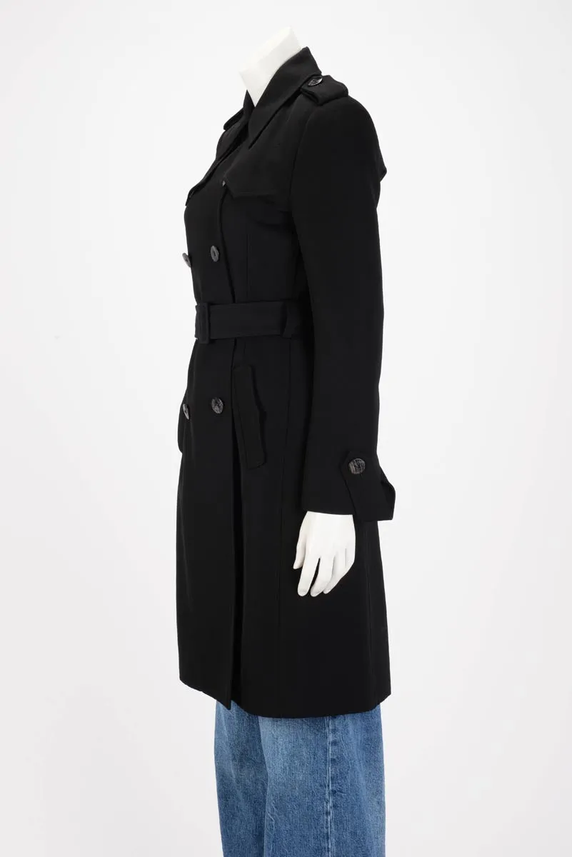 Balenciaga Black Twill Trench Coat FR 38