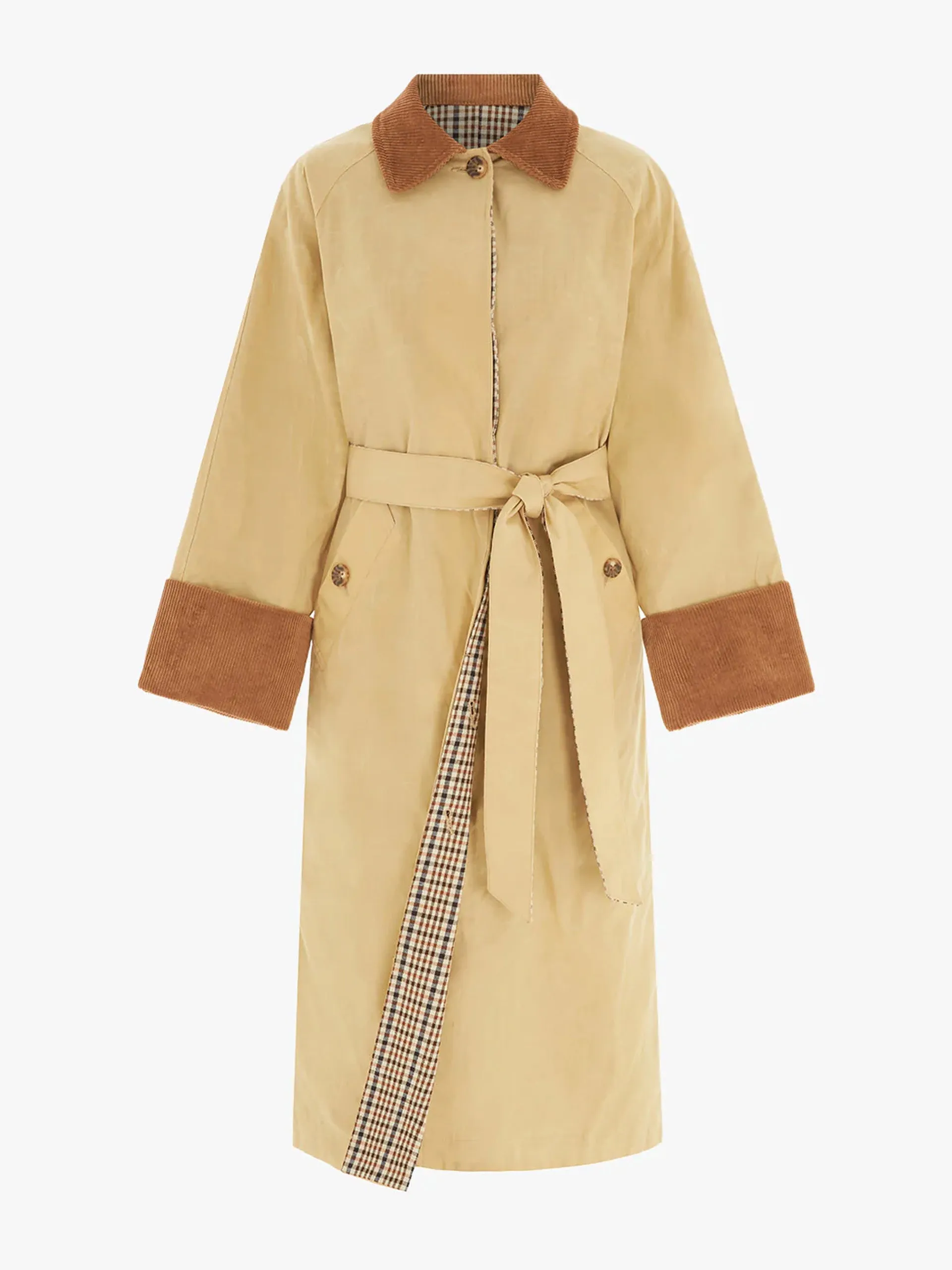 Barnaby reversible check trench coat