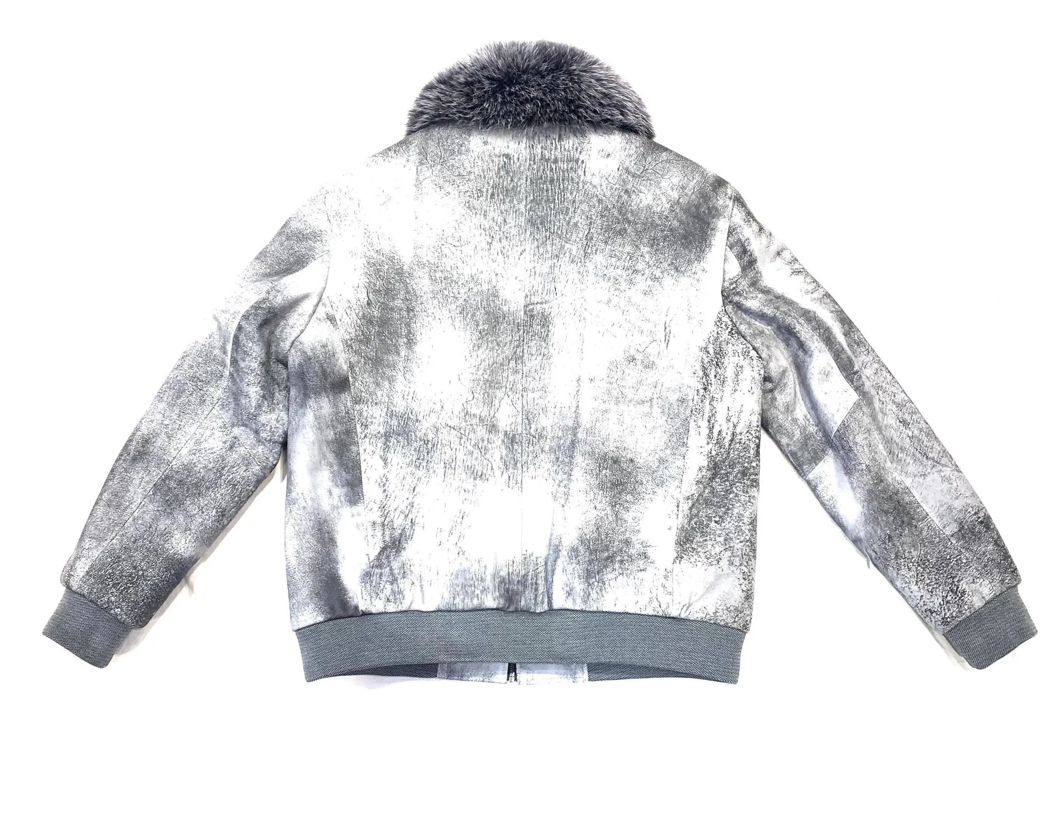 Barya NewYork Grey Fox Fur Collar Shearling Jacket