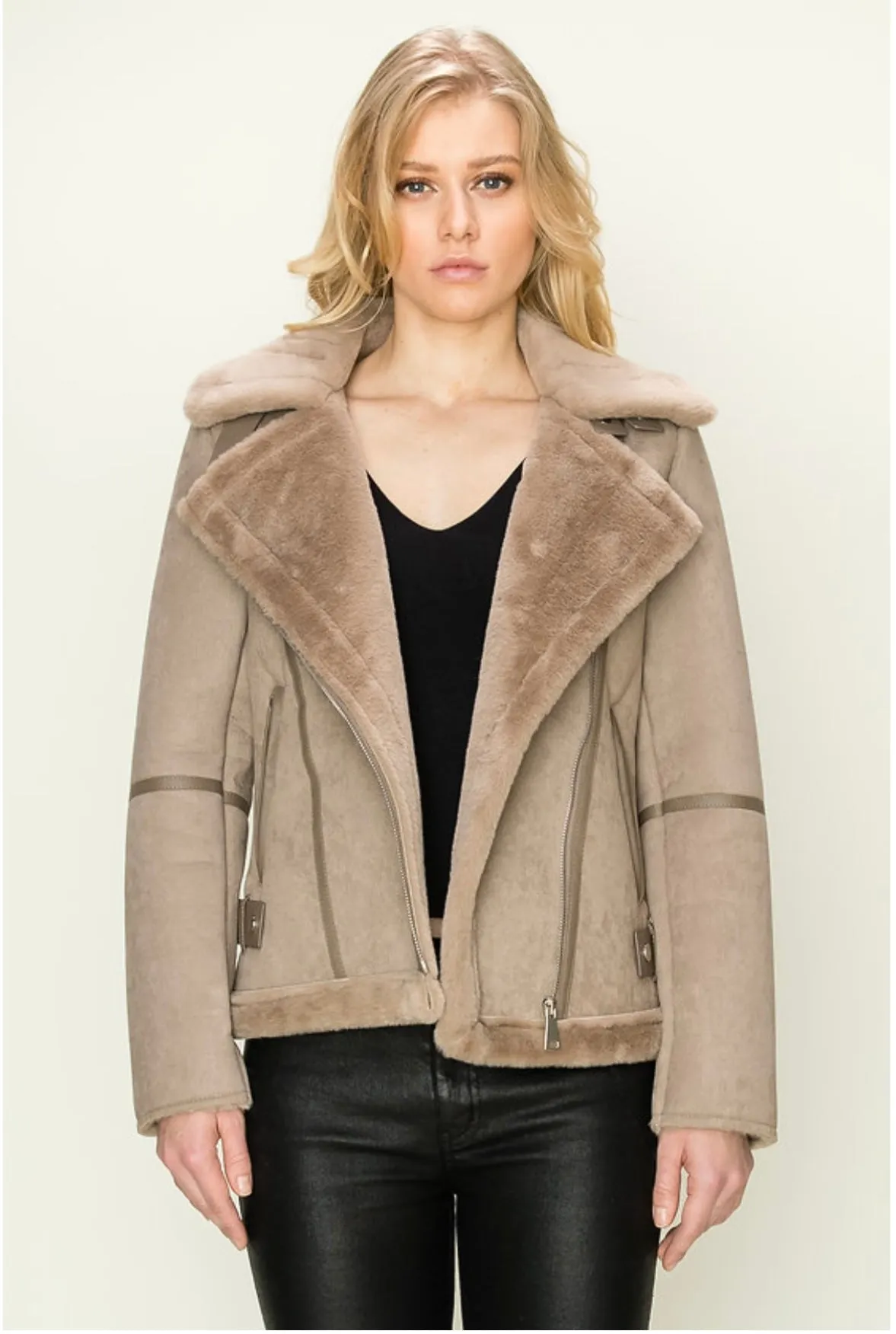 Beck Faux Shearling Moto Jacket