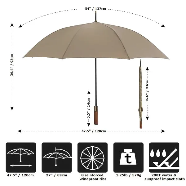 Beige Strong Wooden Umbrella