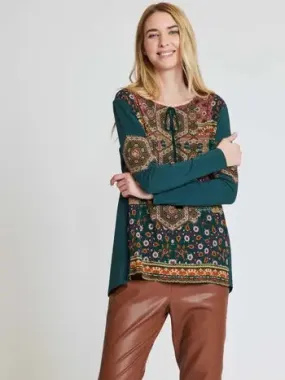 Belette Tie Front Tunic-Emerald