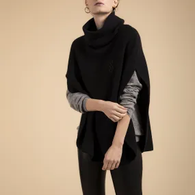 Black cashmere poncho Woman