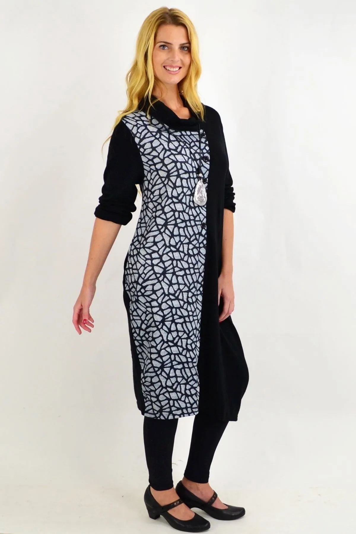 Black Warm Winter Tunic Dress