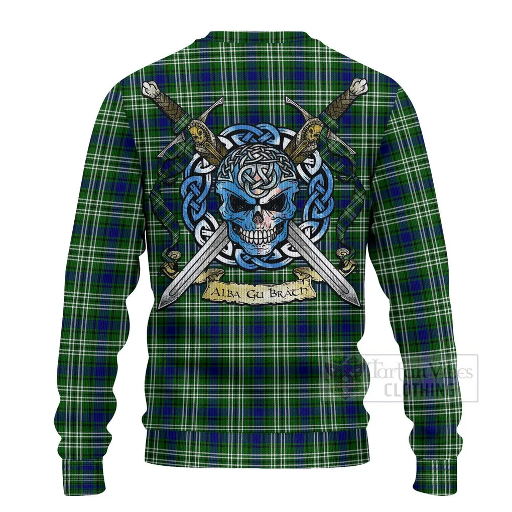 Blackadder Tartan Ugly Sweater with Family Crest Celtic Skull Style