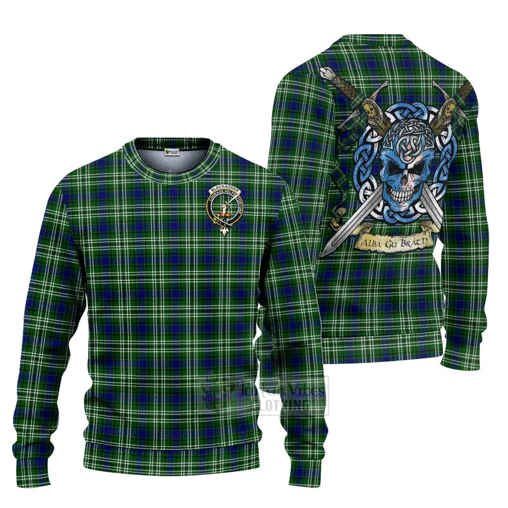 Blackadder Tartan Ugly Sweater with Family Crest Celtic Skull Style