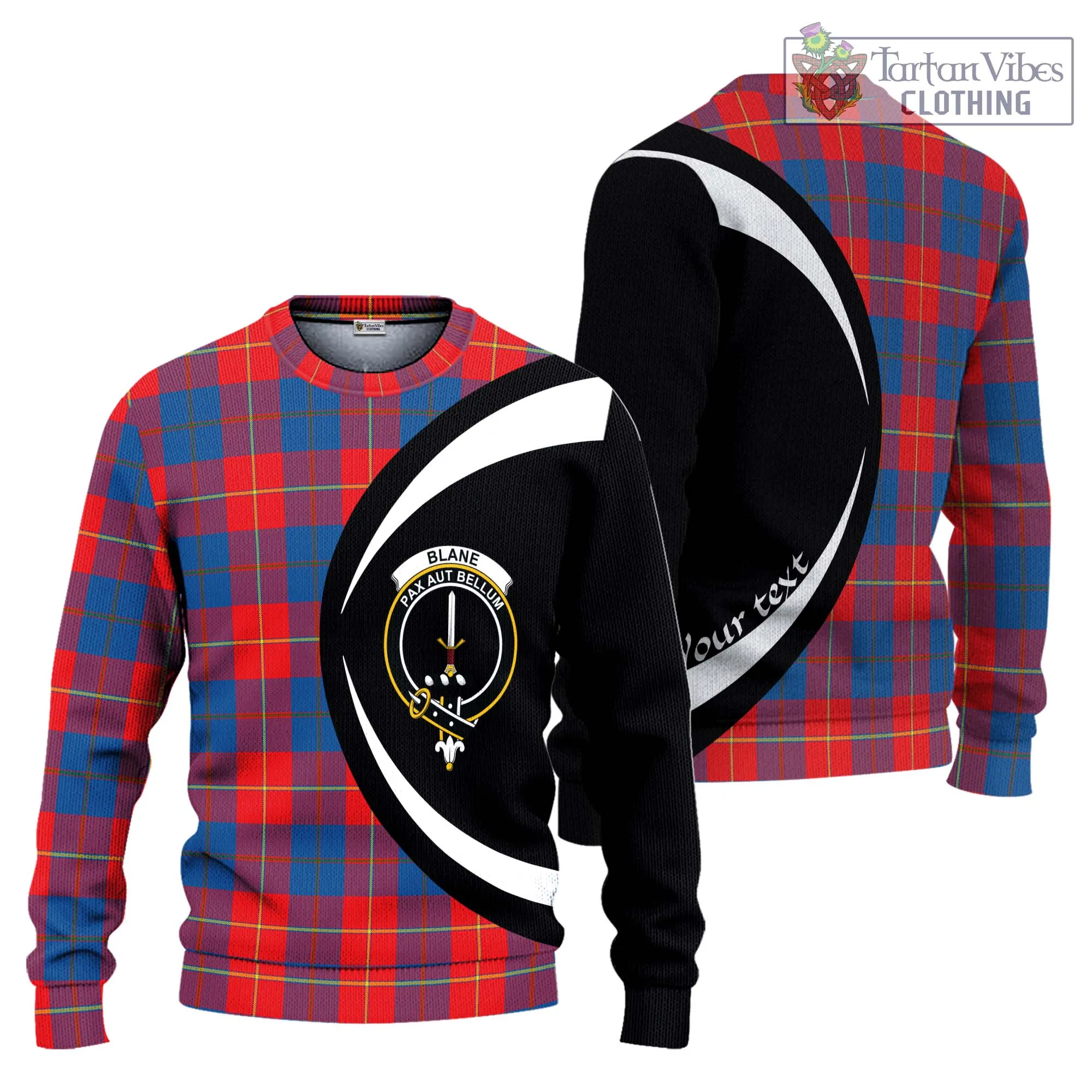 Blane Tartan Ugly Sweater with Family Crest Circle Style