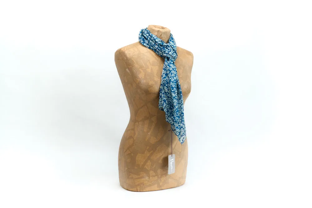 Blue Flower Silk Scarf