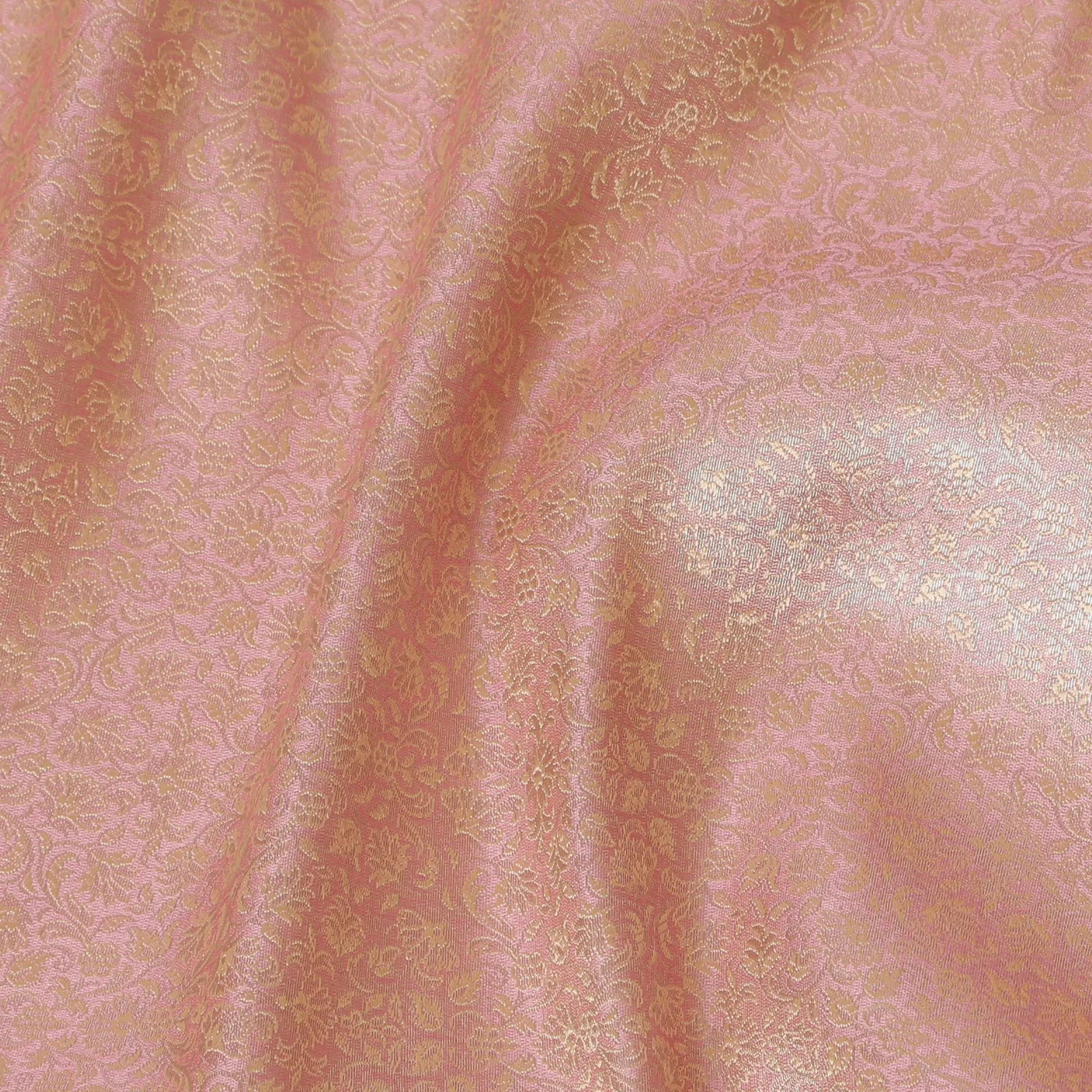 Blush Pink Luster Brocade Fabric – Contemporary Chic with a Metallic Twist-D19038