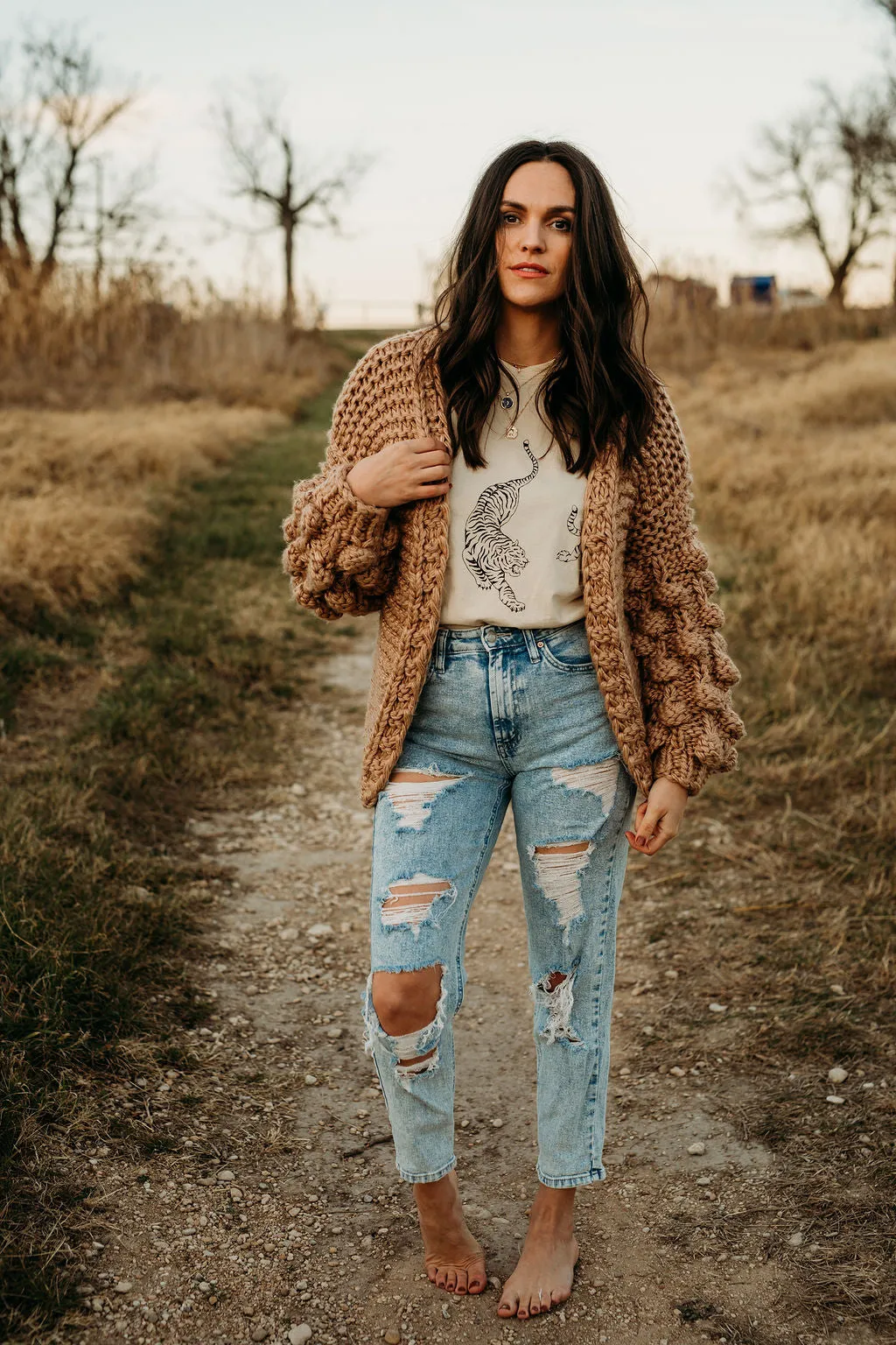 Bohemian Puff Sleeve Cardigan