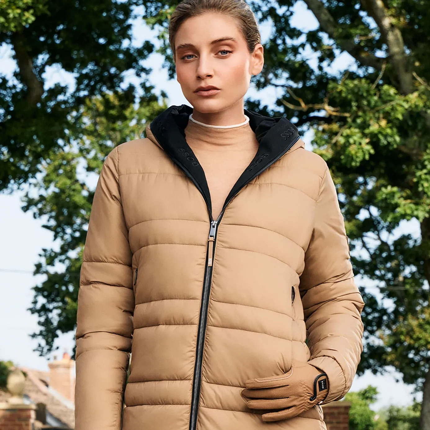 BOSS Equestrian Esmee Long Puffer Coat - Camel