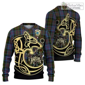 Bowie Tartan Ugly Sweater with Family Crest Celtic Wolf Style