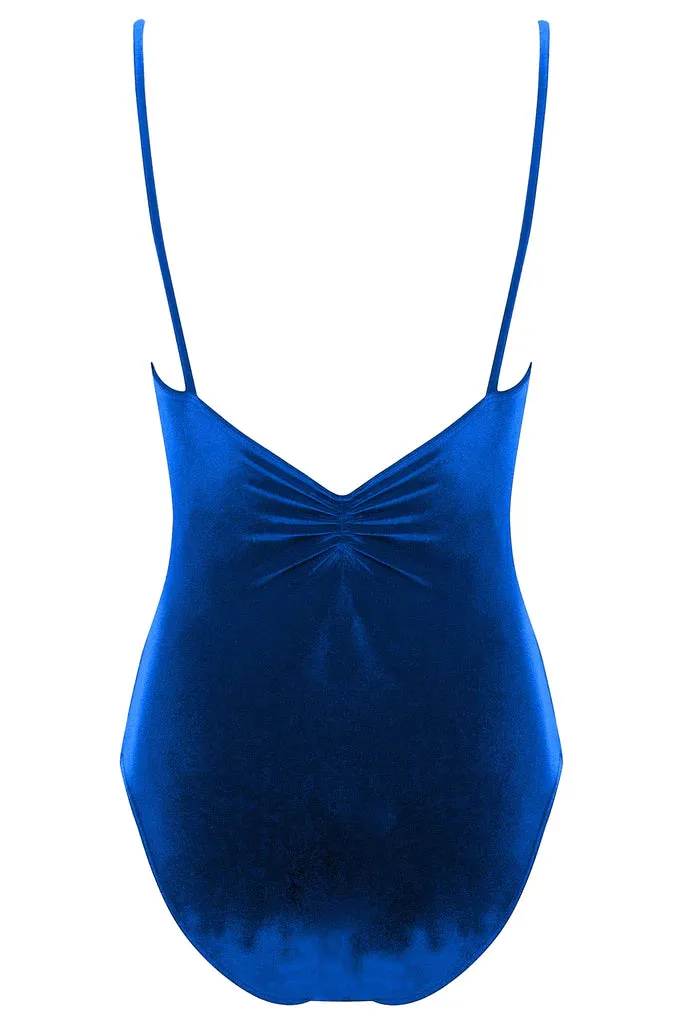 Bullet Pointe | Pinch-Front Velvet Leotard | Royal