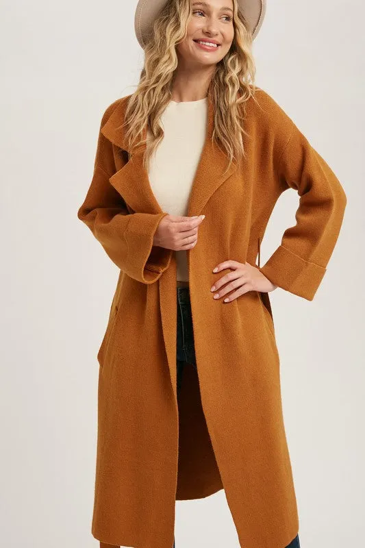 Camel Effortless Knitted Trench Coat