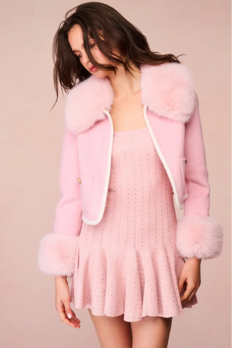 Caprina Wool-Cashmere Faux Fur Jacket