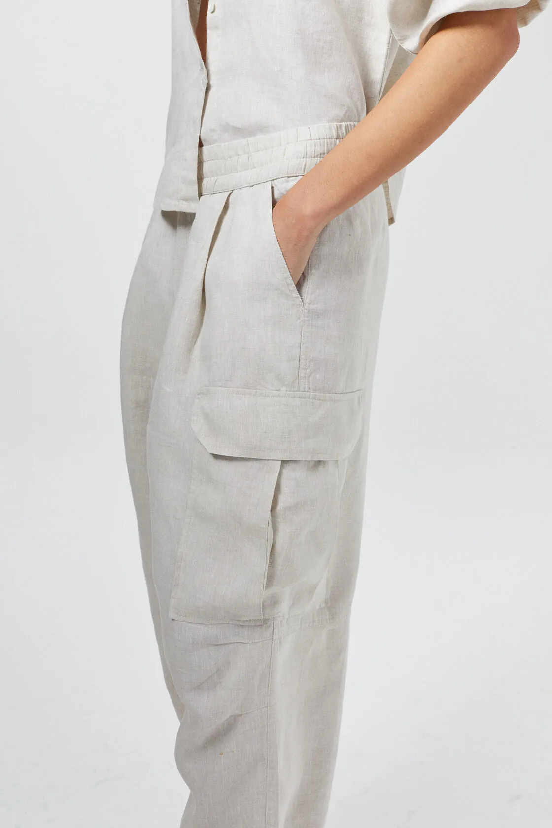 Cargo Linen Pants - Natural