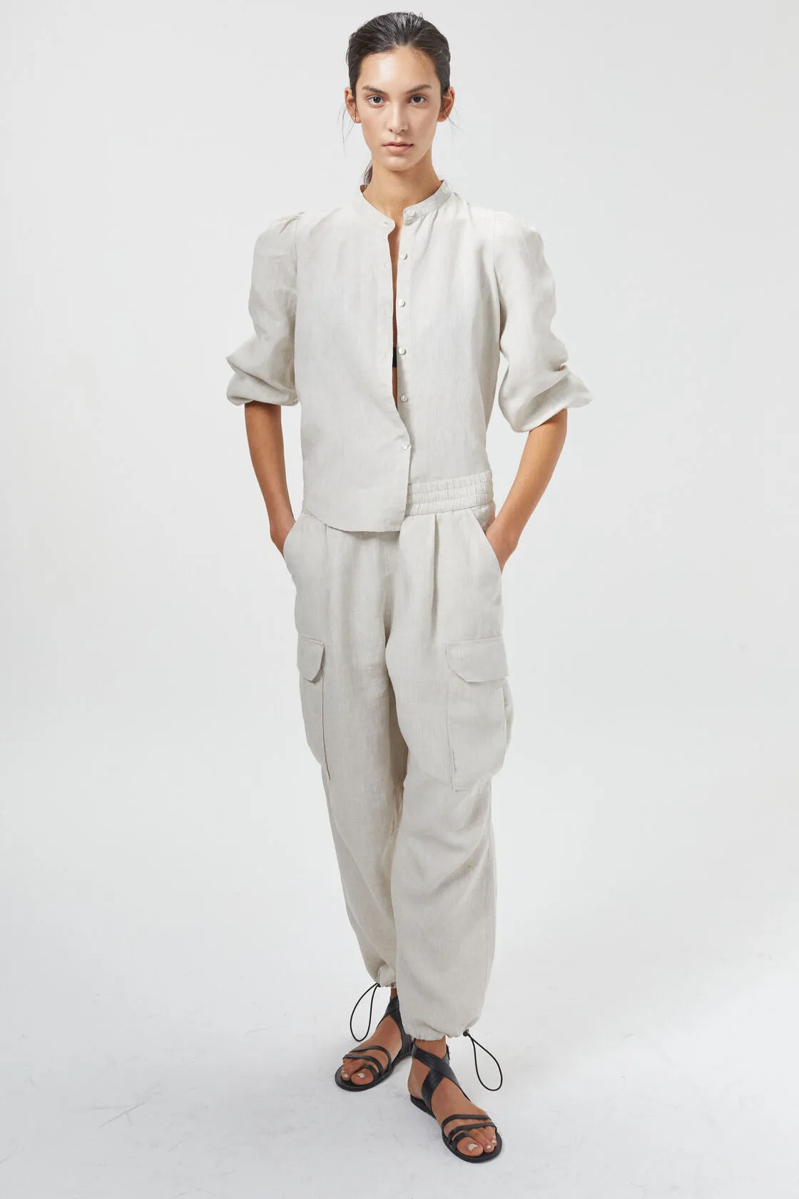 Cargo Linen Pants - Natural