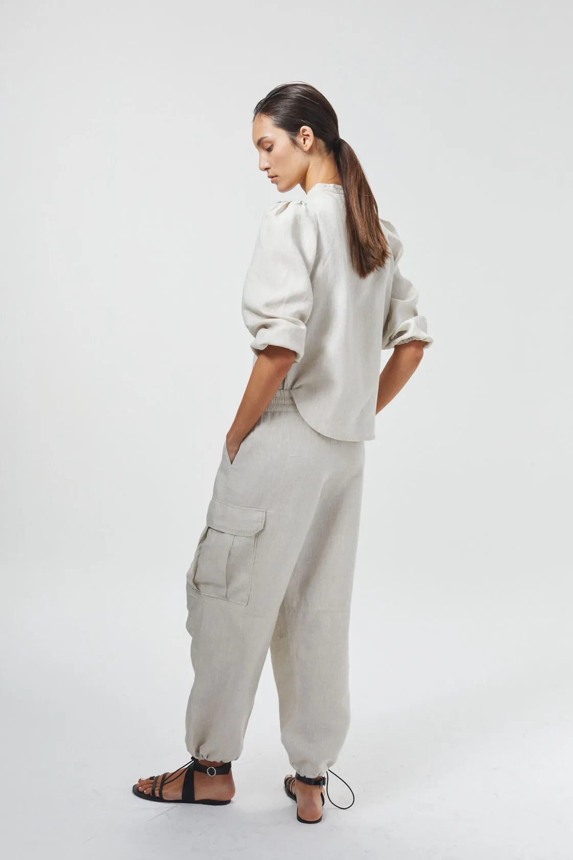 Cargo Linen Pants - Natural