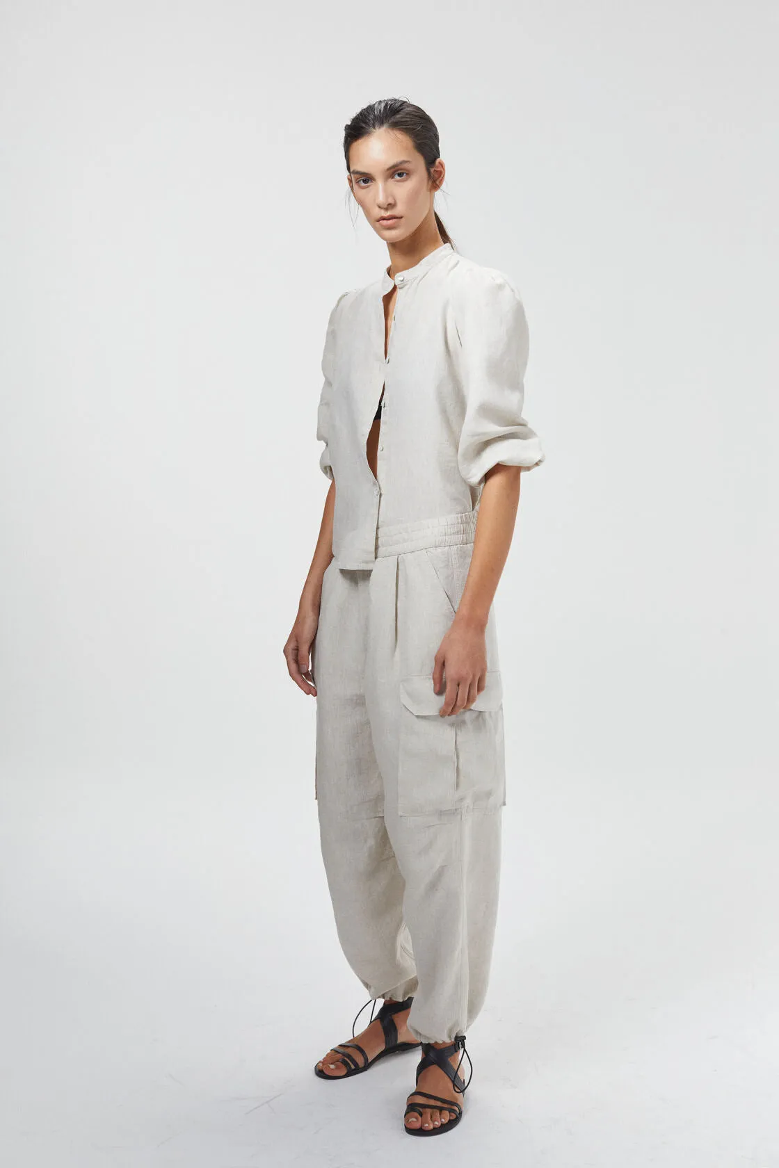 Cargo Linen Pants - Natural