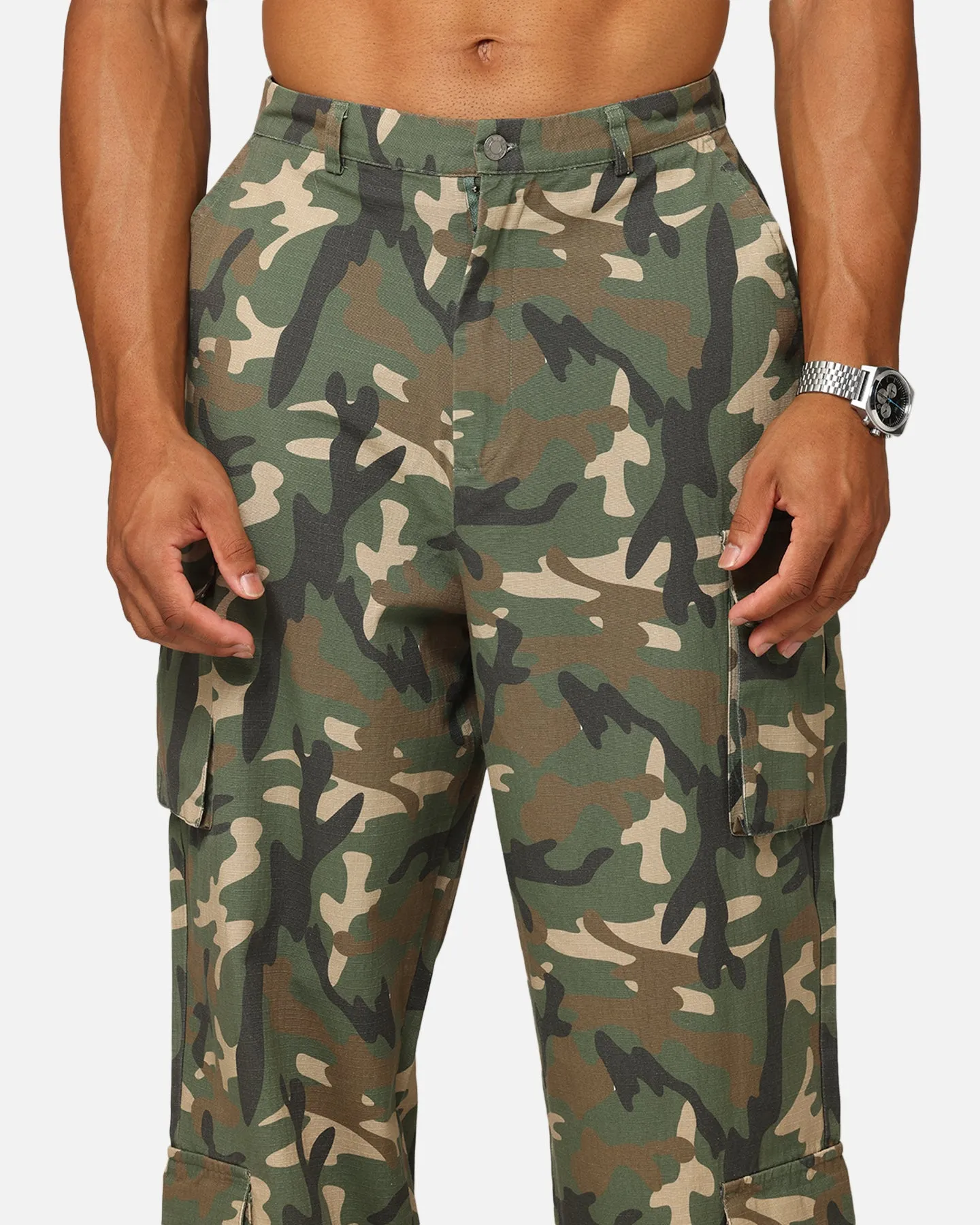 Carre Tactical Baggy Cargo Pants Woodland Camo