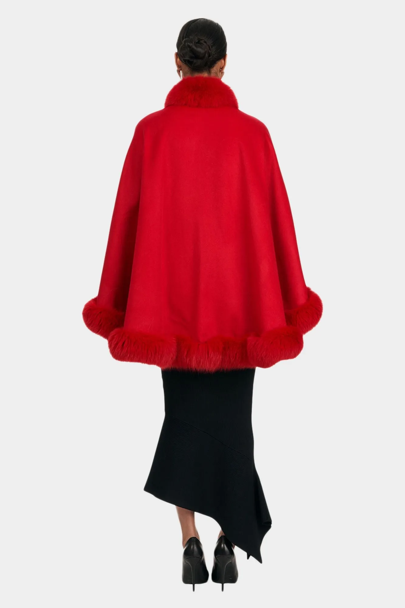 Cashmere Cape with Shadow Fox Trim