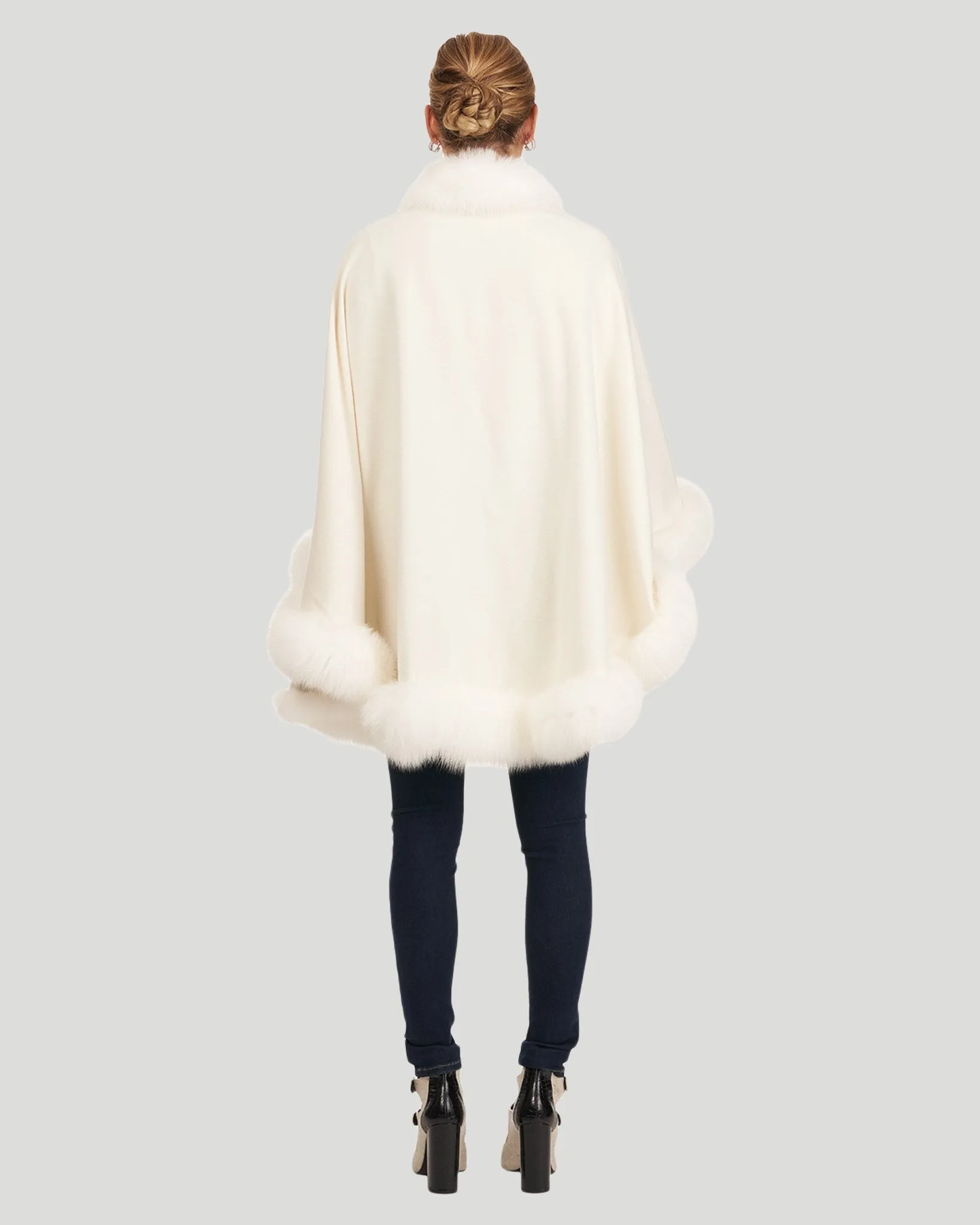 Cashmere Cape with Shadow Fox Trim