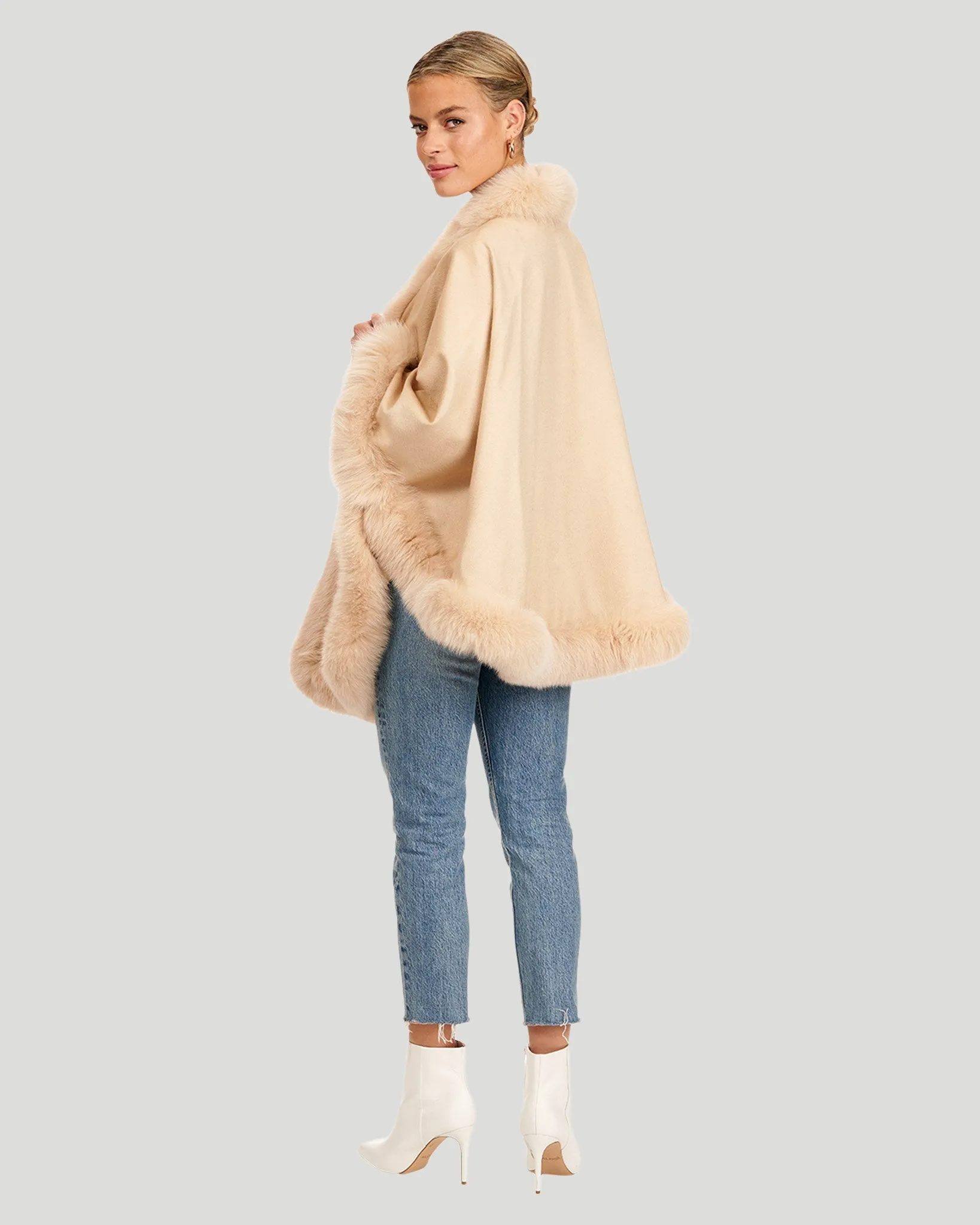 Cashmere Capelet with Fox Trim