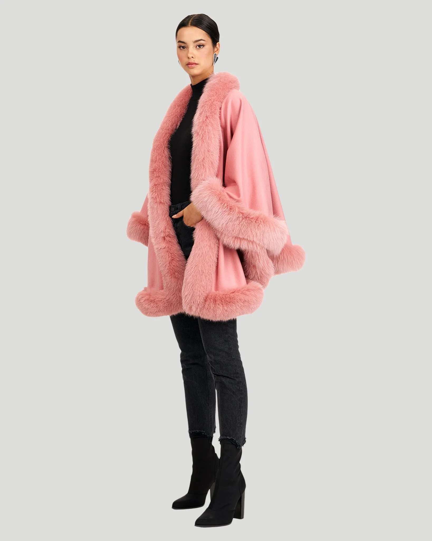 Cashmere Capelet with Fox Trim