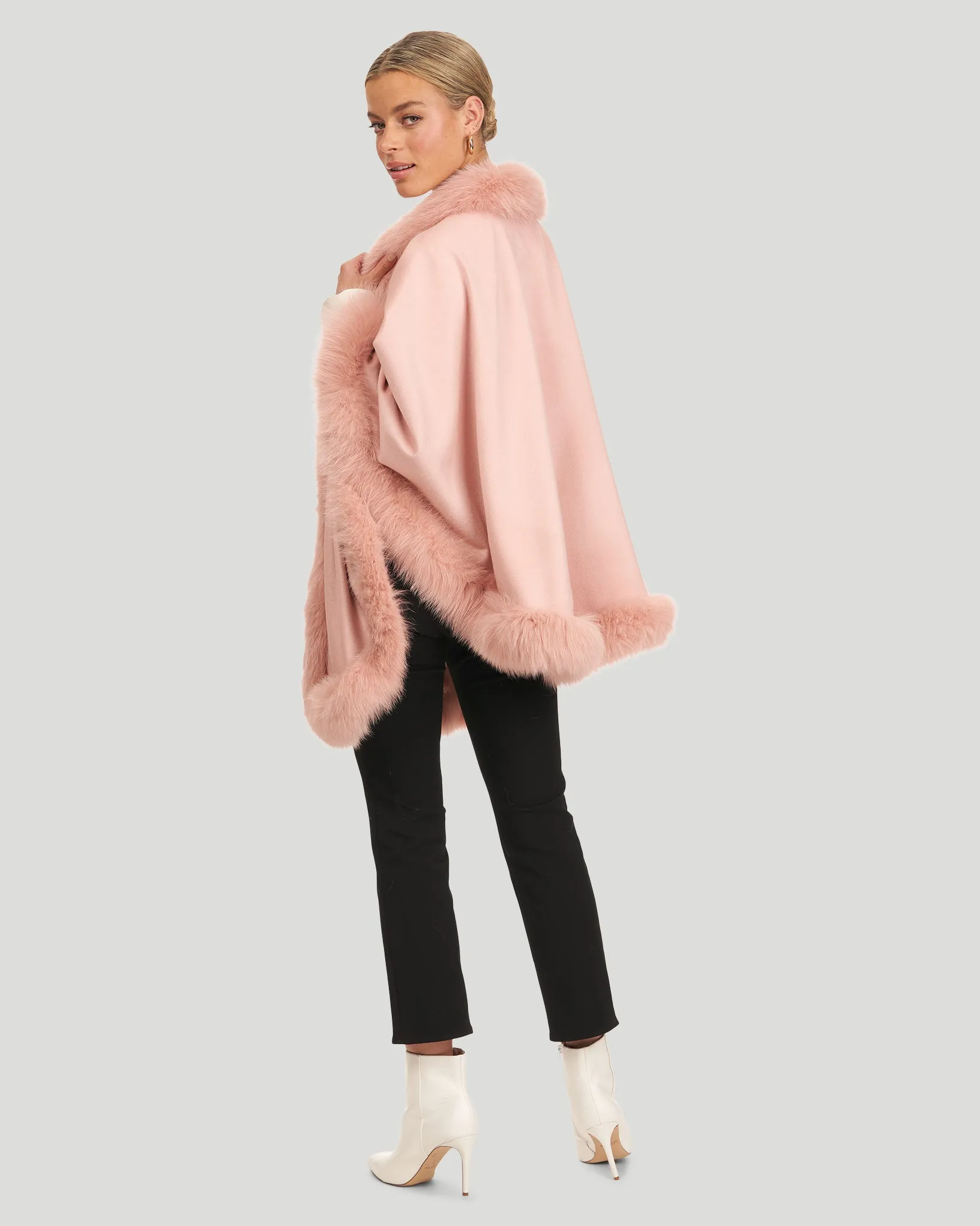 Cashmere Capelet with Fox Trim