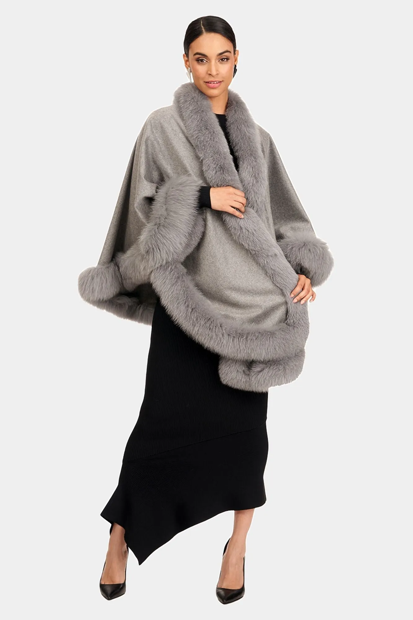 Cashmere Capelet with Fox Trim