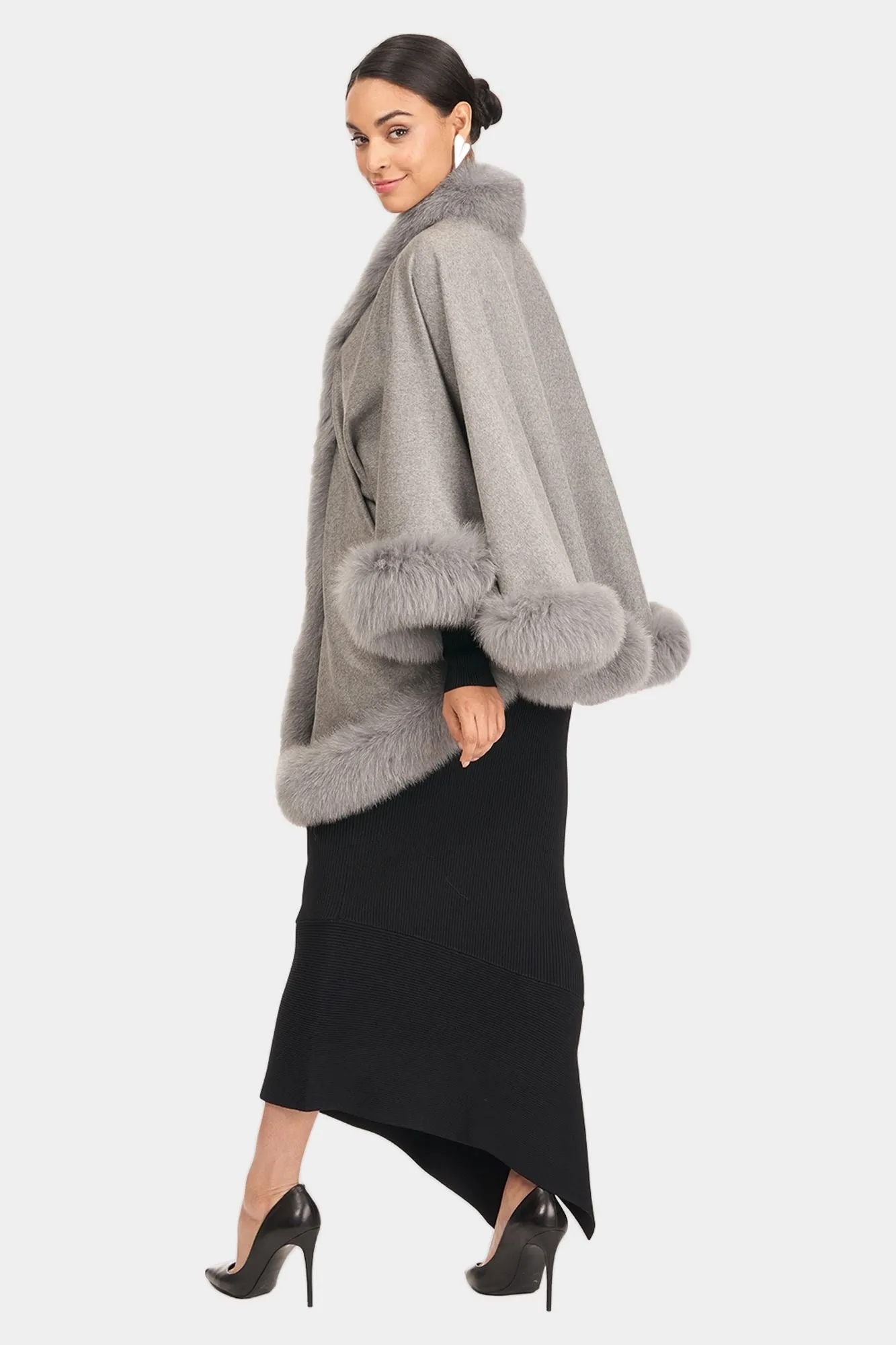 Cashmere Capelet with Fox Trim