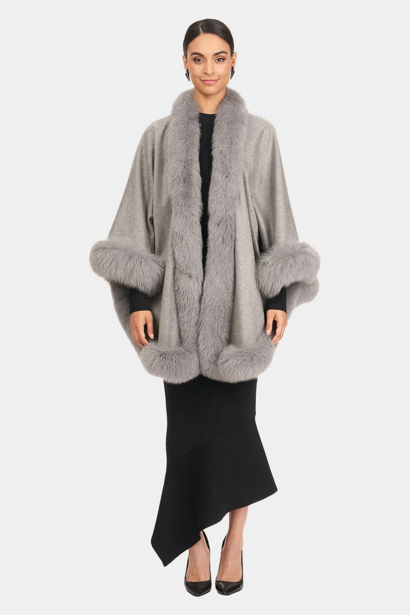 Cashmere Capelet with Fox Trim